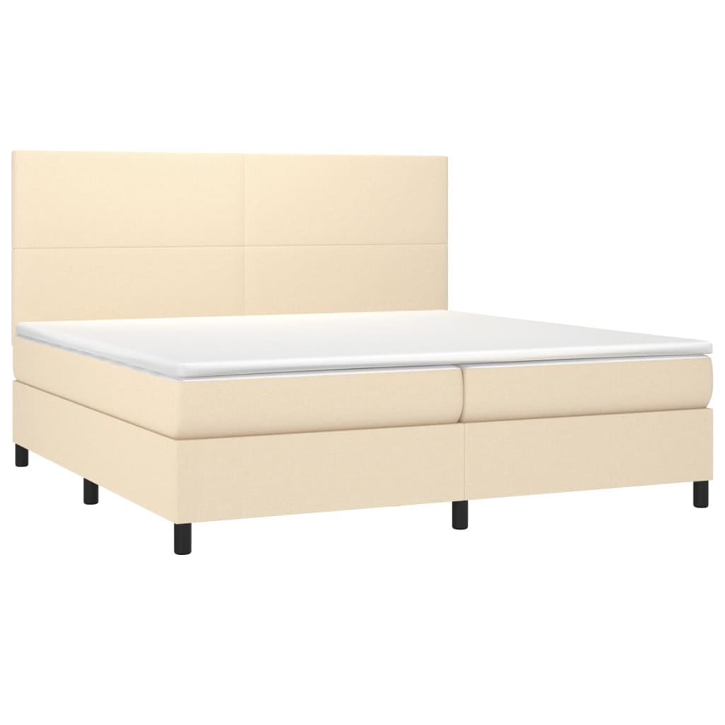 vidaXL Κρεβάτι Boxspring με Στρώμα Κρεμ 200x200 εκ. Υφασμάτινο
