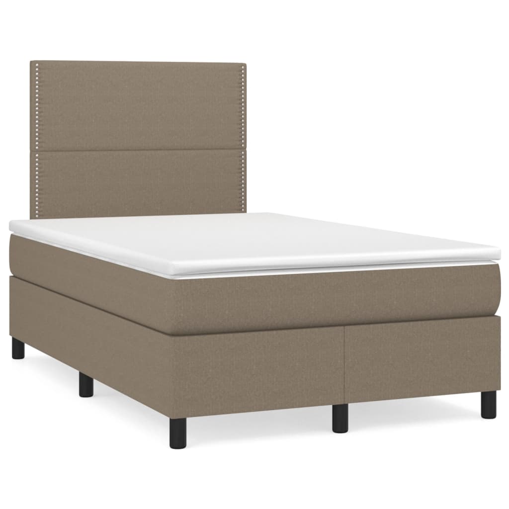 vidaXL Κρεβάτι Boxspring με Στρώμα Taupe 120x200 εκ. Υφασμάτινο