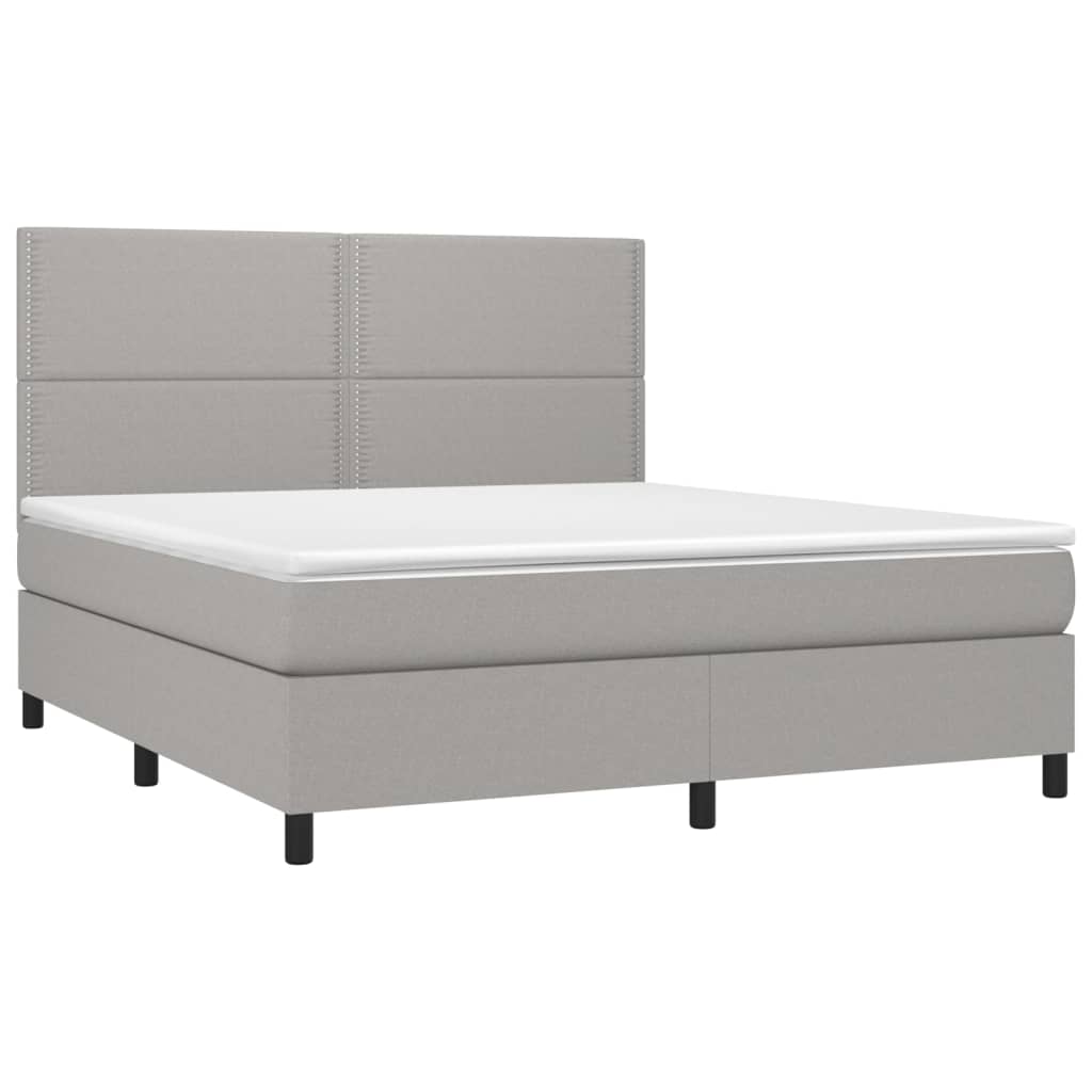 vidaXL Κρεβάτι Boxspring με Στρώμα Ανοιχτό Γκρι 180x200 εκ. Υφασμάτινο