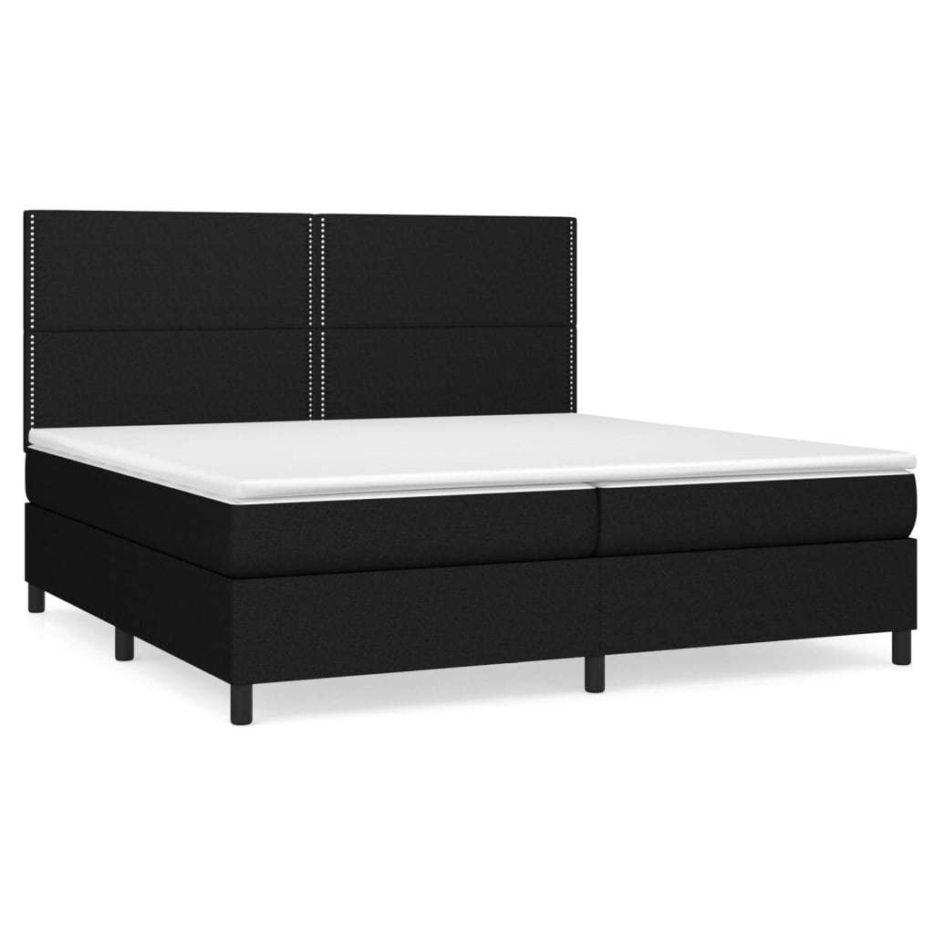 vidaXL Κρεβάτι Boxspring με Στρώμα Μαύρο 200x200 εκ. Υφασμάτινο