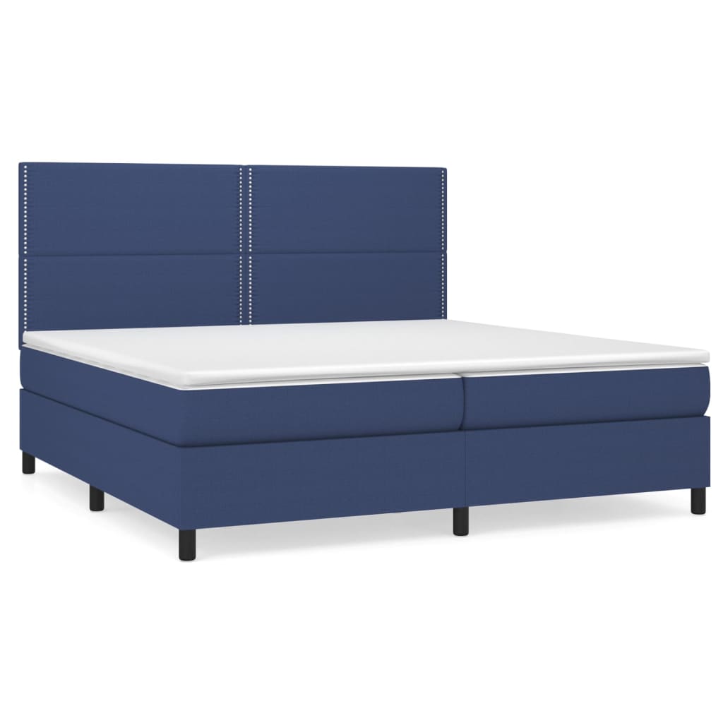 vidaXL Κρεβάτι Boxspring με Στρώμα Μπλε 200x200 εκ. Υφασμάτινο