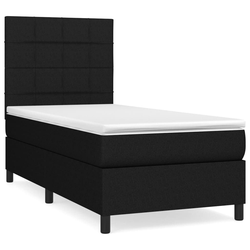 vidaXL Κρεβάτι Boxspring με Στρώμα Μαύρο 100 x 200 εκ. Υφασμάτινο