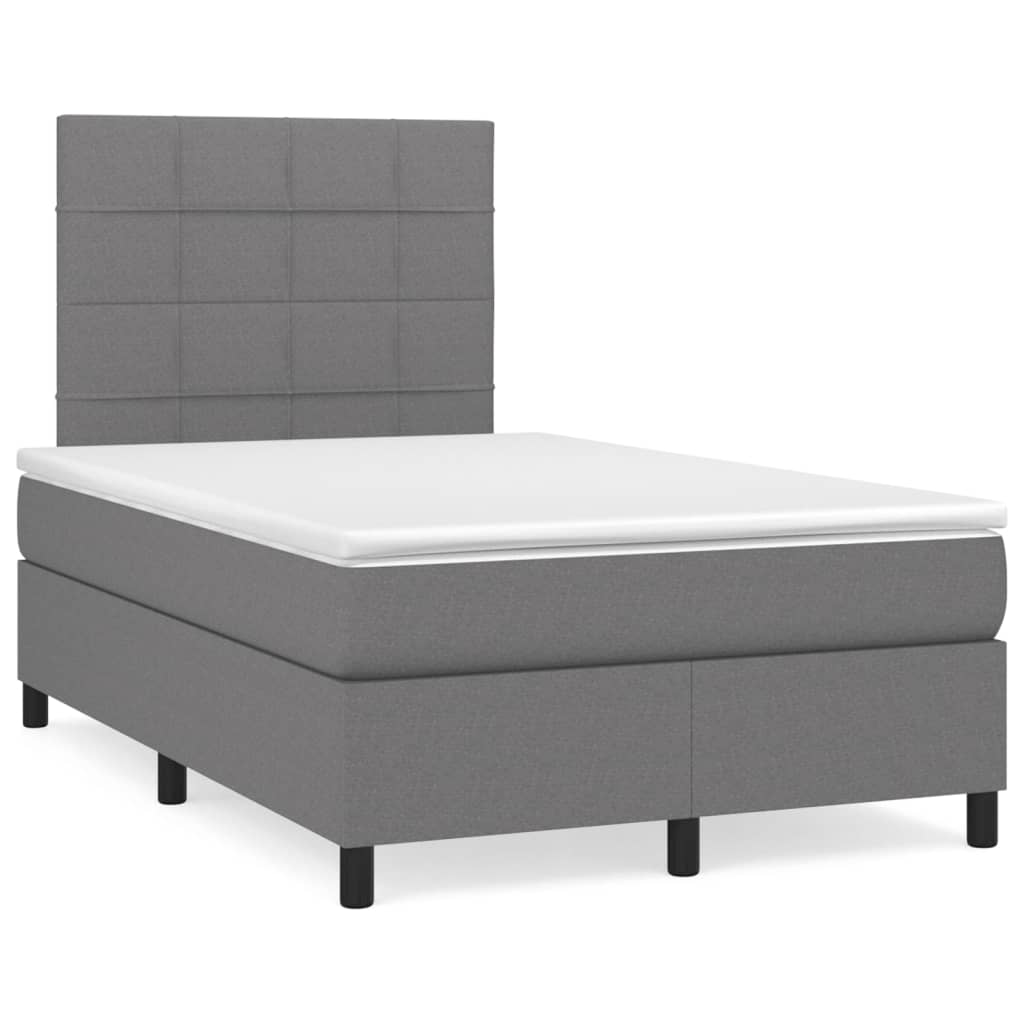 vidaXL Κρεβάτι Boxspring με Στρώμα Σκούρο Γκρι 120x200 εκ. Υφασμάτινο