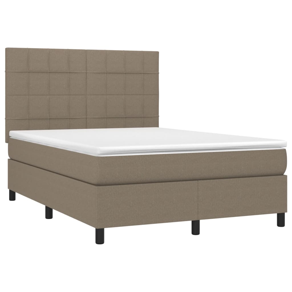 vidaXL Κρεβάτι Boxspring με Στρώμα Taupe 140x190 εκ. Υφασμάτινο