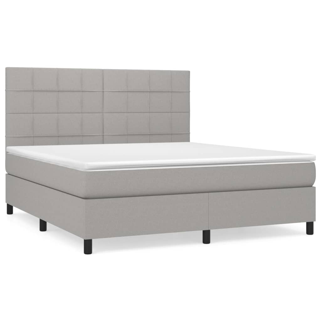 vidaXL Κρεβάτι Boxspring με Στρώμα Ανοιχτό Γκρι 180x200 εκ. Υφασμάτινο