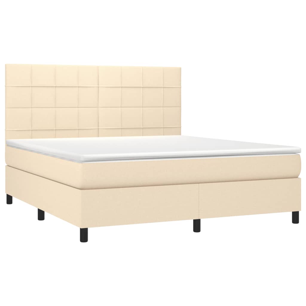 vidaXL Κρεβάτι Boxspring με Στρώμα Κρεμ 180x200 εκ. Υφασμάτινο