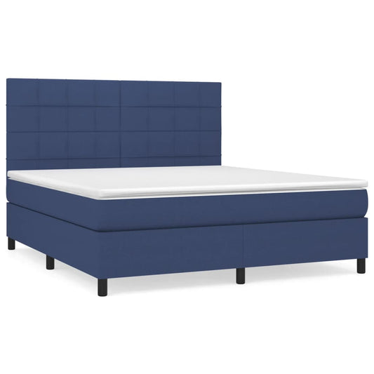 vidaXL Κρεβάτι Boxspring με Στρώμα Μπλε 180x200 εκ. Υφασμάτινο