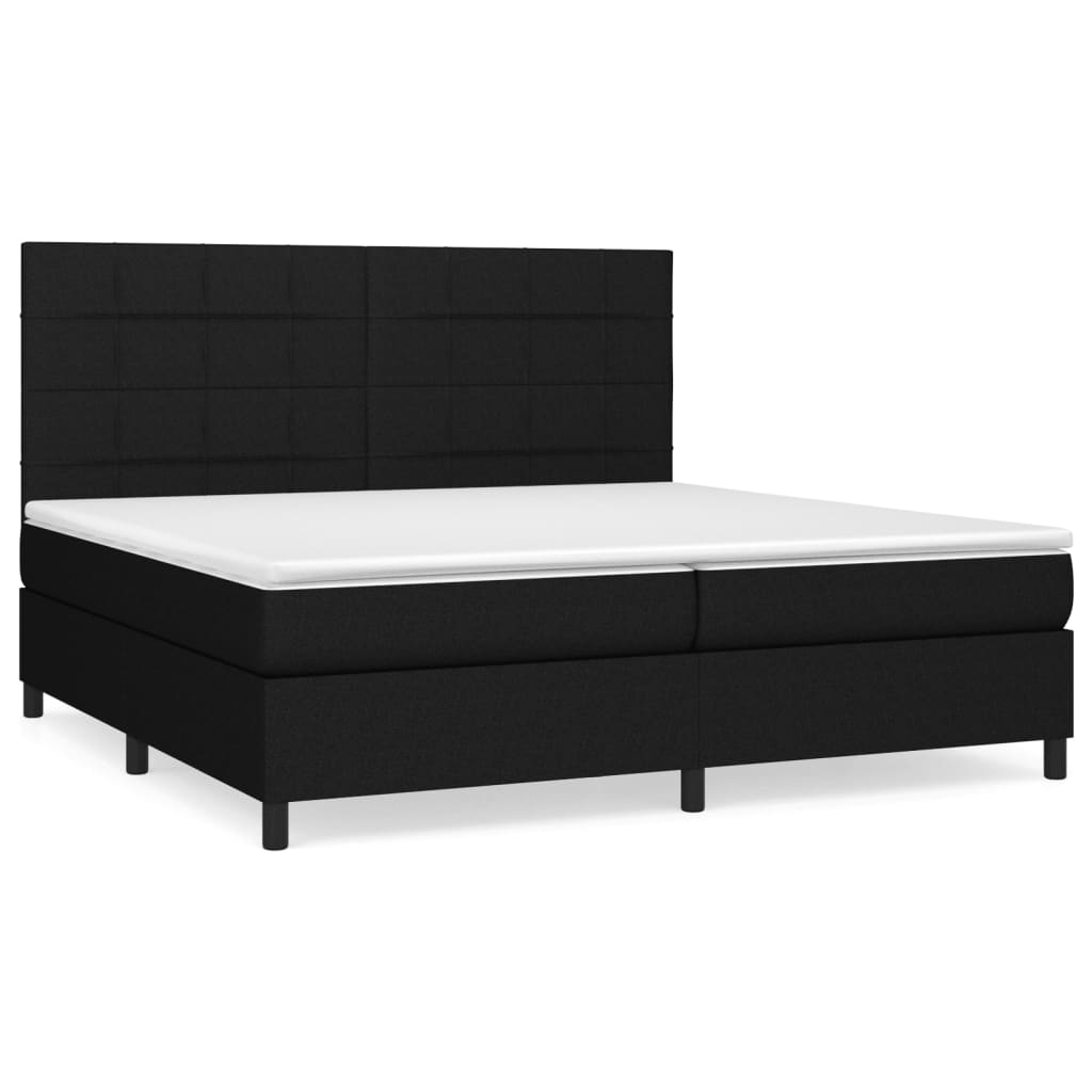 vidaXL Κρεβάτι Boxspring με Στρώμα Μαύρο 200x200 εκ. Υφασμάτινο