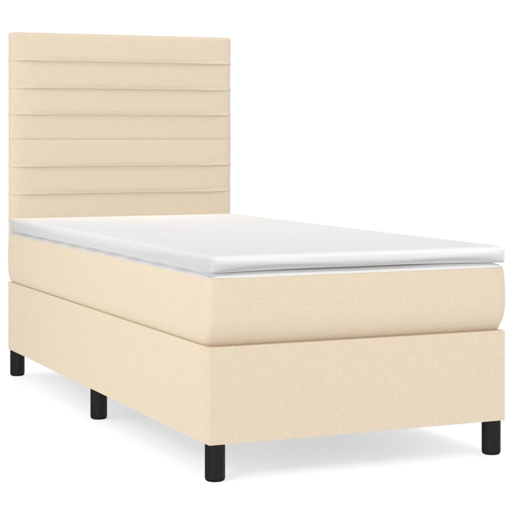 vidaXL Κρεβάτι Boxspring με Στρώμα Κρεμ 80 x 200 εκ. Υφασμάτινο