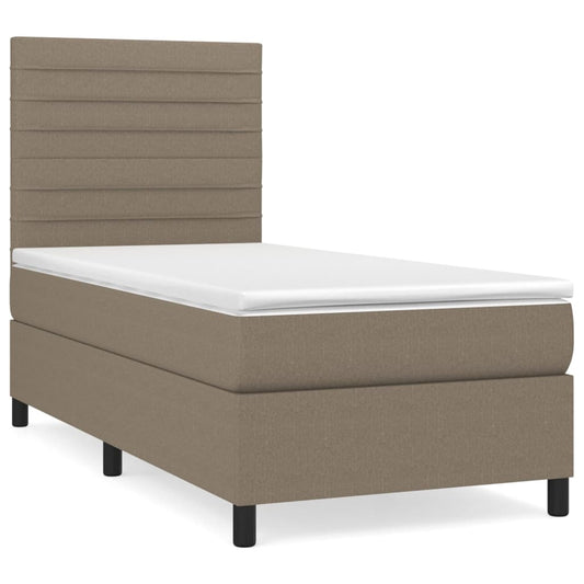 vidaXL Κρεβάτι Boxspring με Στρώμα Taupe 100 x 200 εκ. Υφασμάτινο