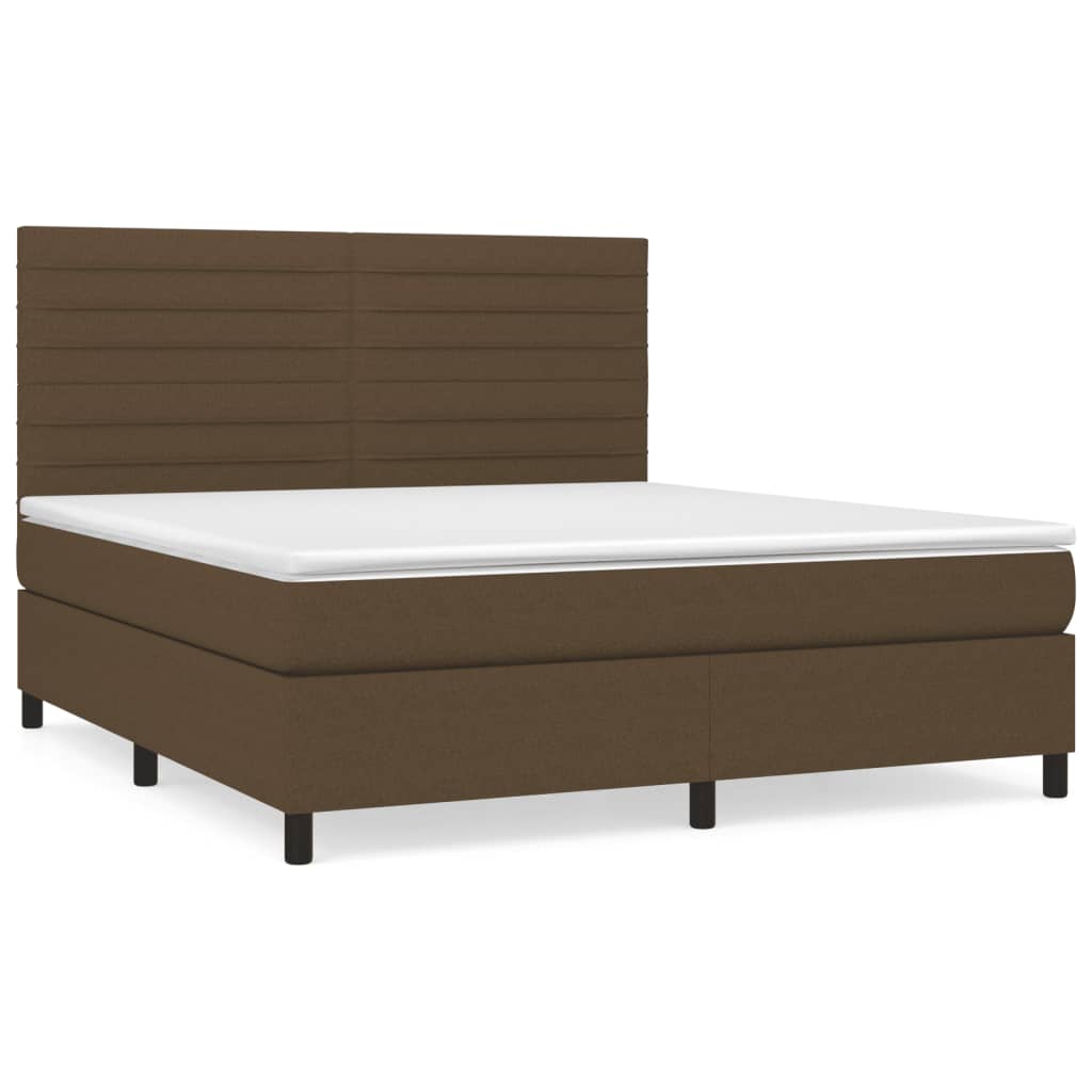 vidaXL Κρεβάτι Boxspring με Στρώμα Σκούρο Καφέ 160x200 εκ Υφασμάτινο