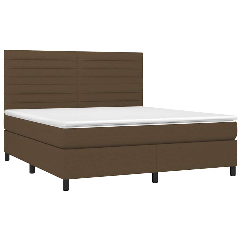 vidaXL Κρεβάτι Boxspring με Στρώμα Σκούρο Καφέ 180x200 εκ Υφασμάτινο