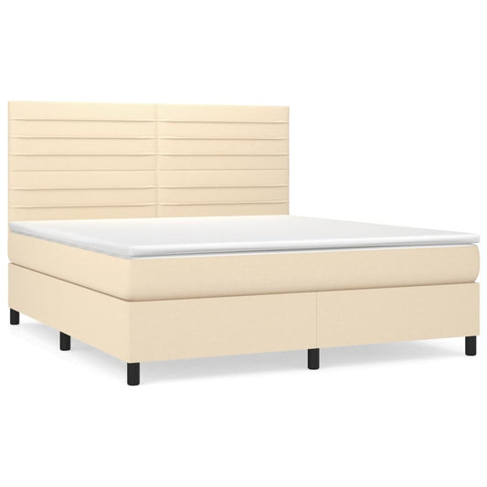 vidaXL Κρεβάτι Boxspring με Στρώμα Κρεμ 180x200 εκ. Υφασμάτινο