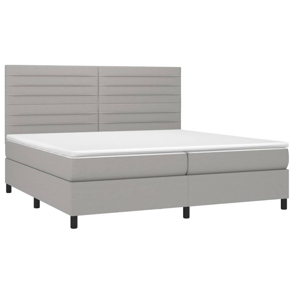 vidaXL Κρεβάτι Boxspring με Στρώμα Ανοιχτό Γκρι 200x200 εκ. Υφασμάτινο