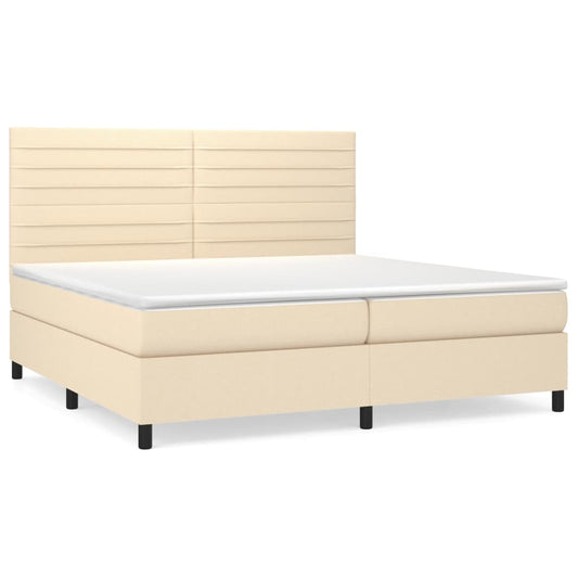 vidaXL Κρεβάτι Boxspring με Στρώμα Κρεμ 200x200 εκ. Υφασμάτινο