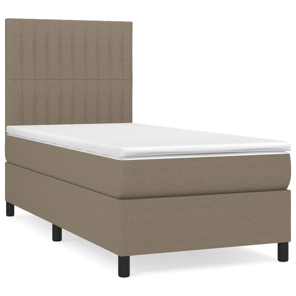 vidaXL Κρεβάτι Boxspring με Στρώμα Taupe 90x200 εκ. Υφασμάτινο