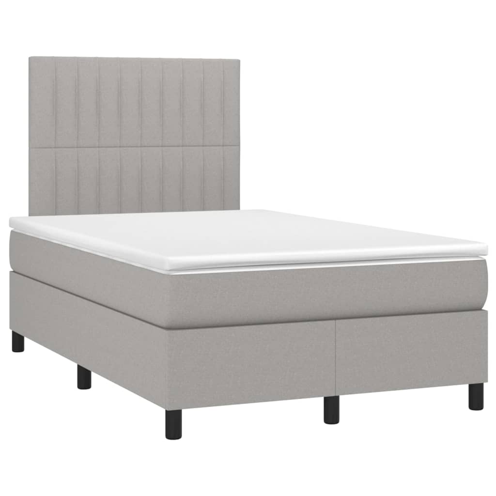 vidaXL Κρεβάτι Boxspring με Στρώμα Ανοιχτό Γκρι 120x200 εκ. Υφασμάτινο