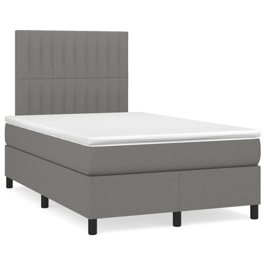 vidaXL Κρεβάτι Boxspring με Στρώμα Σκούρο Γκρι 120x200 εκ. Υφασμάτινο