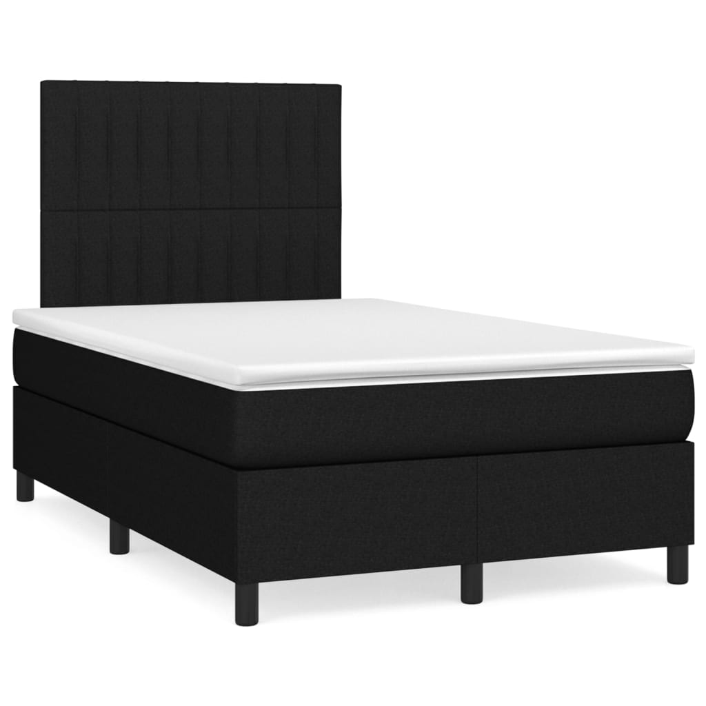 vidaXL Κρεβάτι Boxspring με Στρώμα Μαύρο 120x200 εκ. Υφασμάτινο