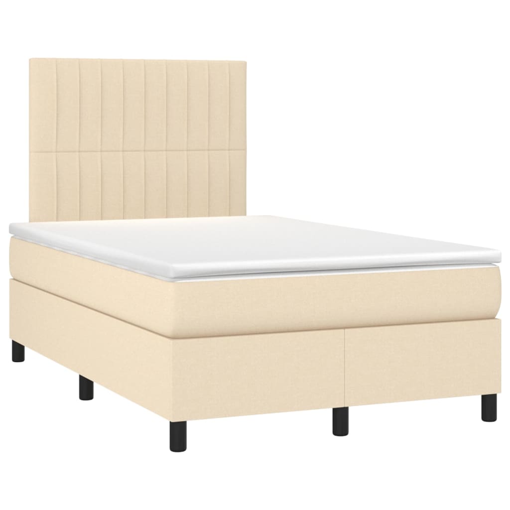 vidaXL Κρεβάτι Boxspring με Στρώμα Κρεμ 120x200 εκ. Υφασμάτινο