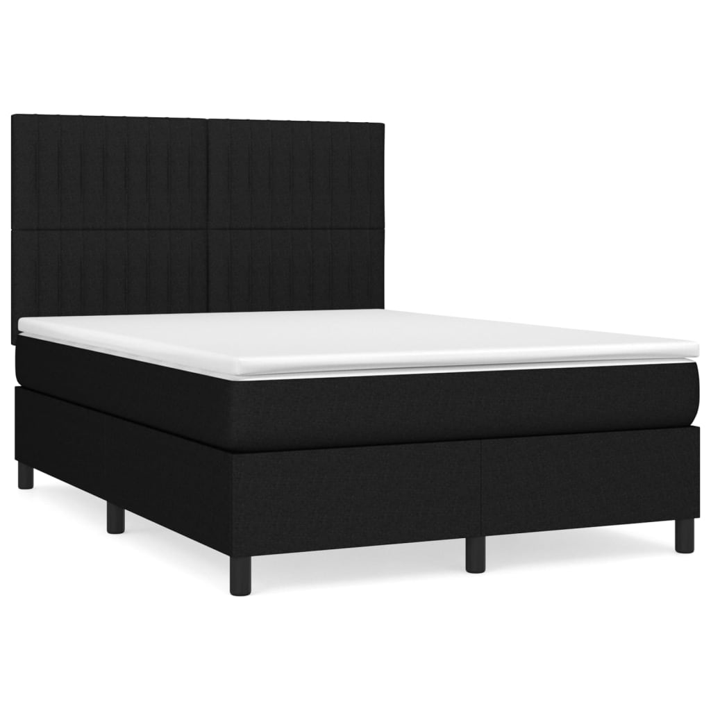 vidaXL Κρεβάτι Boxspring με Στρώμα Μαύρο 140x200 εκ. Υφασμάτινο