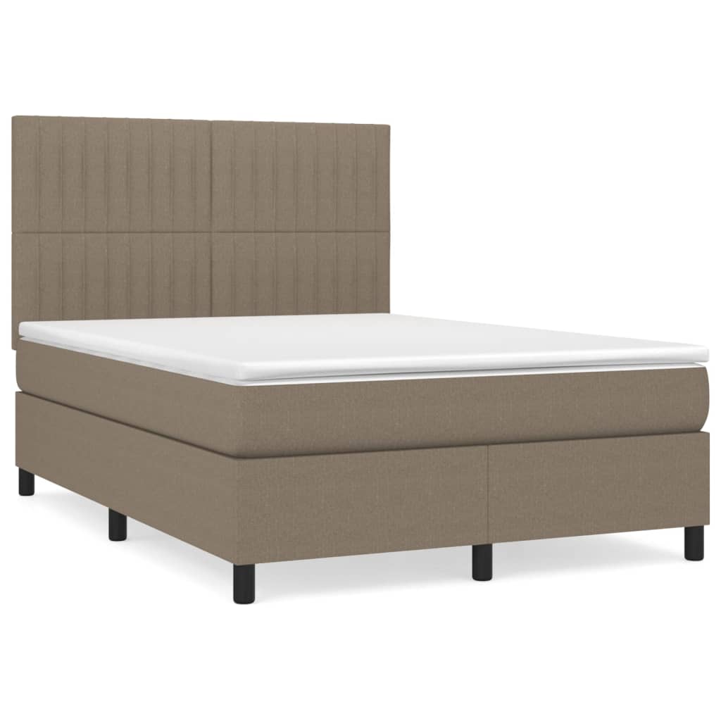 vidaXL Κρεβάτι Boxspring με Στρώμα Taupe 140x200 εκ. Υφασμάτινο