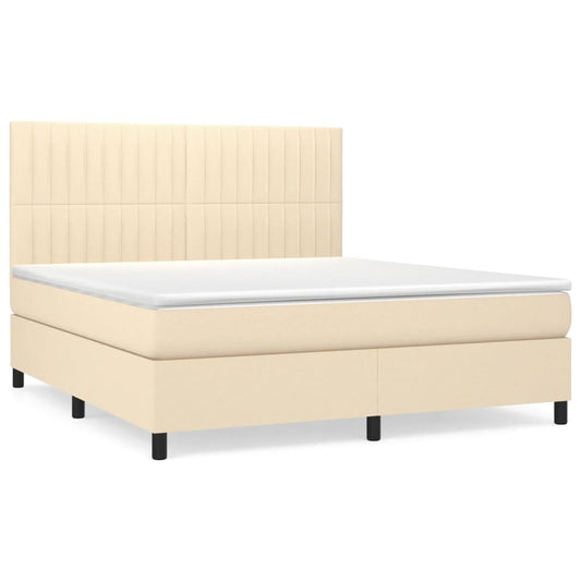 vidaXL Κρεβάτι Boxspring με Στρώμα Κρεμ 160x200 εκ. Υφασμάτινο