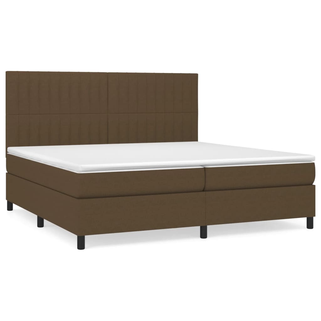 vidaXL Κρεβάτι Boxspring με Στρώμα Σκούρο Καφέ 200x200 εκ. Υφασμάτινο