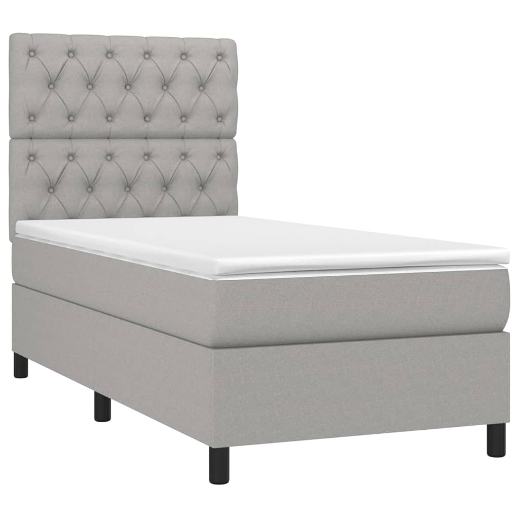 vidaXL Κρεβάτι Boxspring με Στρώμα Ανοιχτό Γκρι 80x200 εκ. Υφασμάτινο