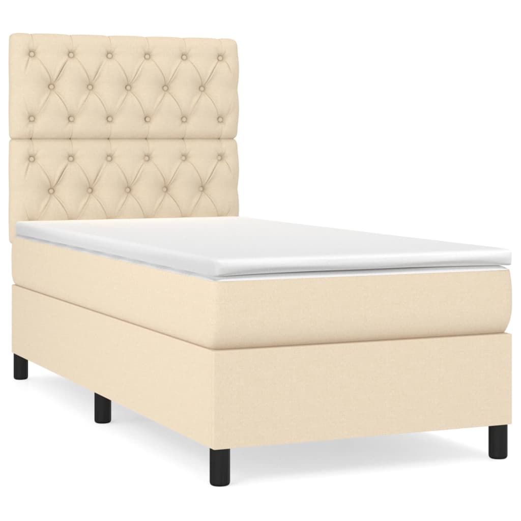 vidaXL Κρεβάτι Boxspring με Στρώμα Κρεμ 80 x 200 εκ. Υφασμάτινο
