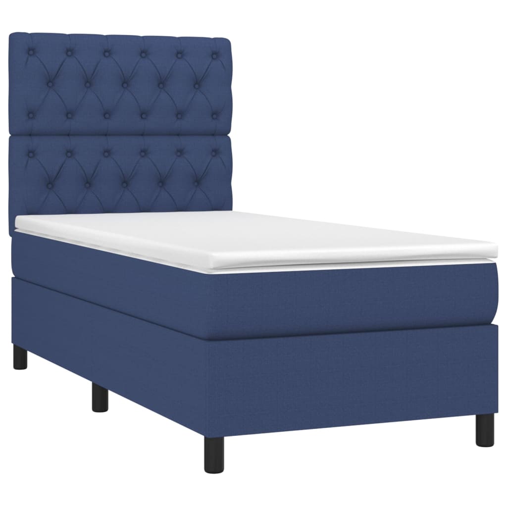 vidaXL Κρεβάτι Boxspring με Στρώμα Μπλε 80x200 εκ. Υφασμάτινο
