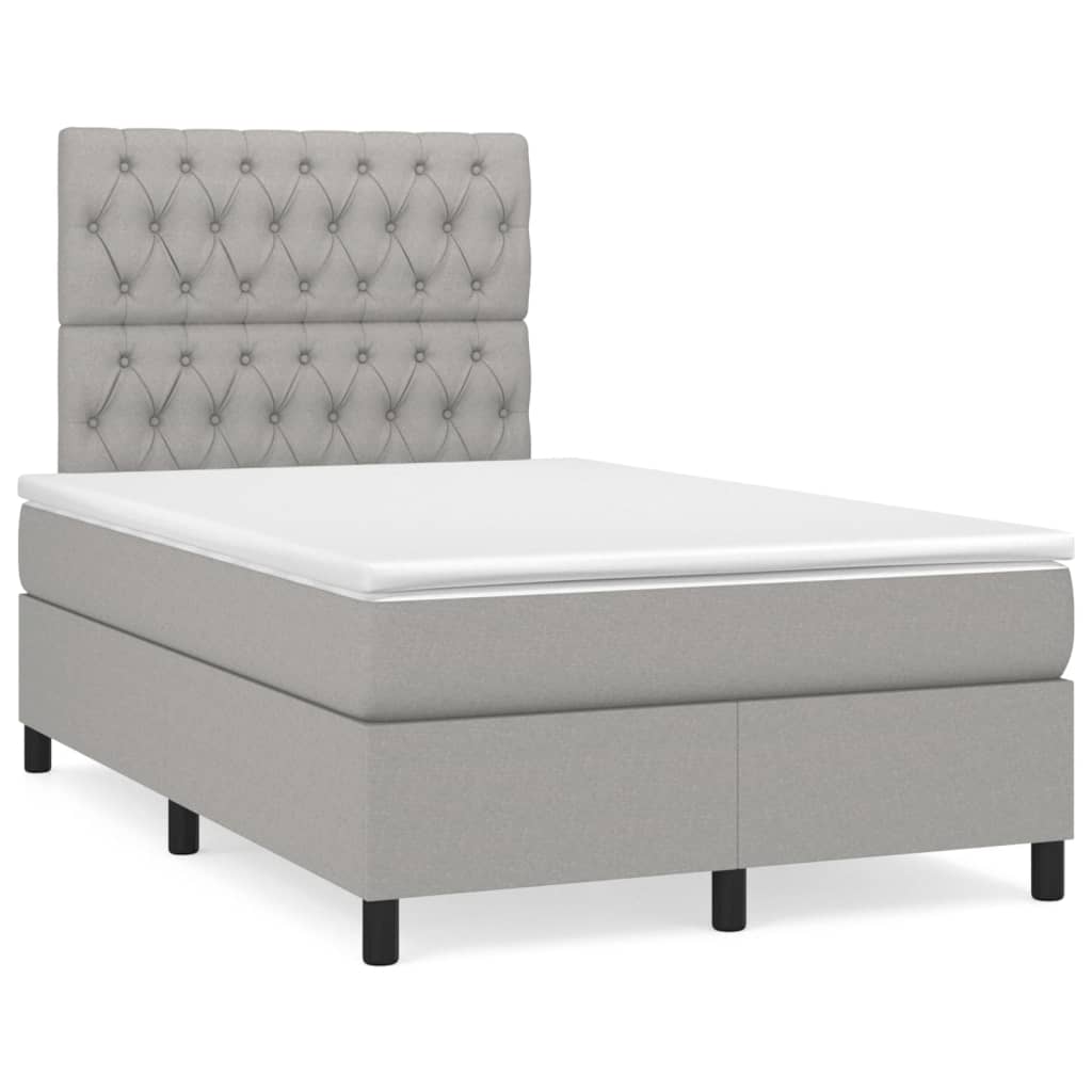 vidaXL Κρεβάτι Boxspring με Στρώμα Ανοιχτό Γκρι 120x200 εκ. Υφασμάτινο