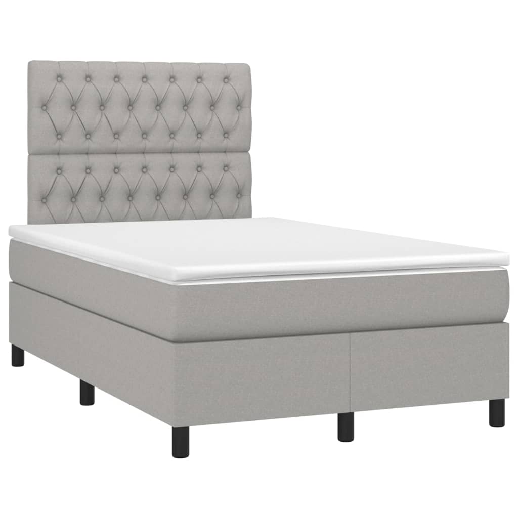 vidaXL Κρεβάτι Boxspring με Στρώμα Ανοιχτό Γκρι 120x200 εκ. Υφασμάτινο