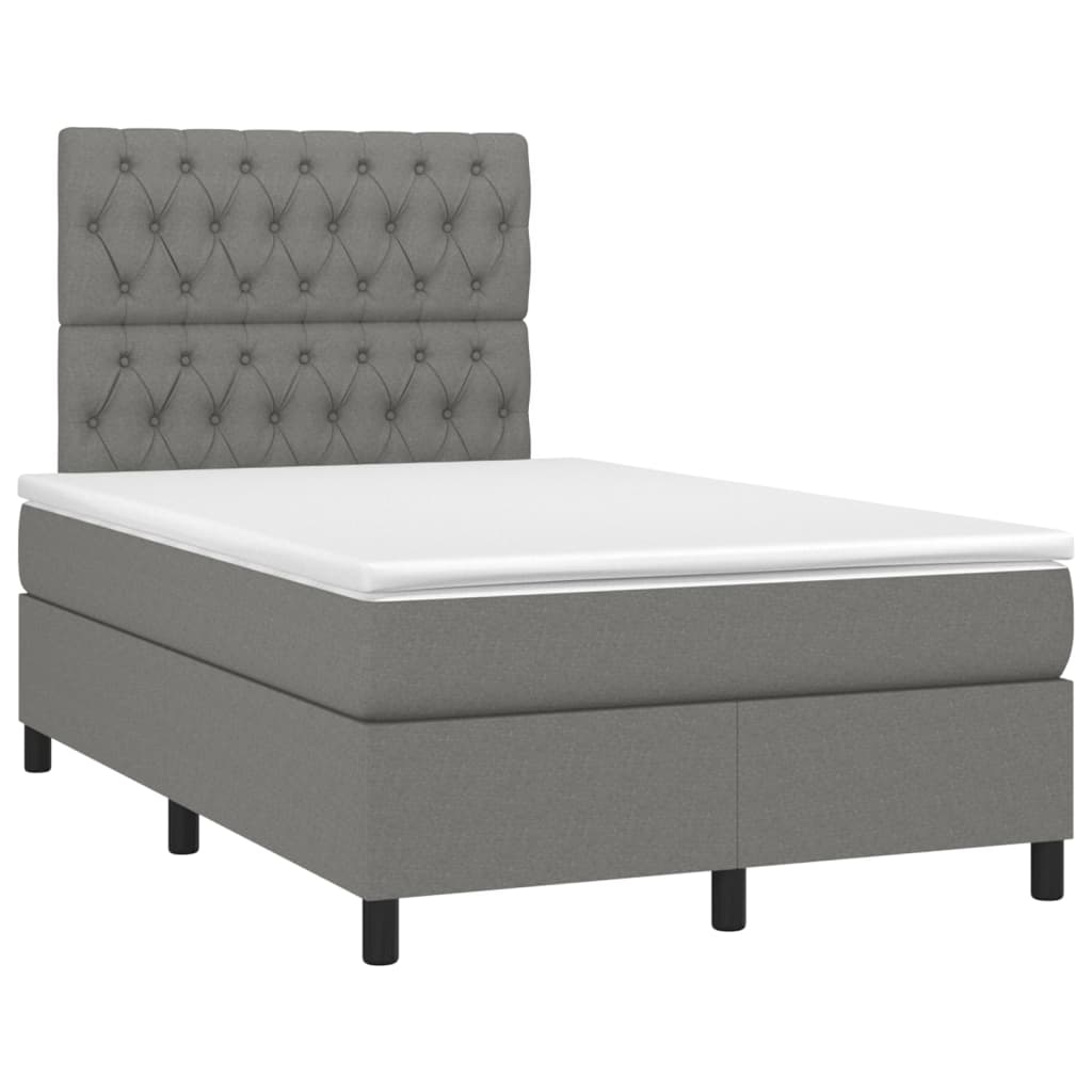 vidaXL Κρεβάτι Boxspring με Στρώμα Σκούρο Γκρι 120x200 εκ. Υφασμάτινο