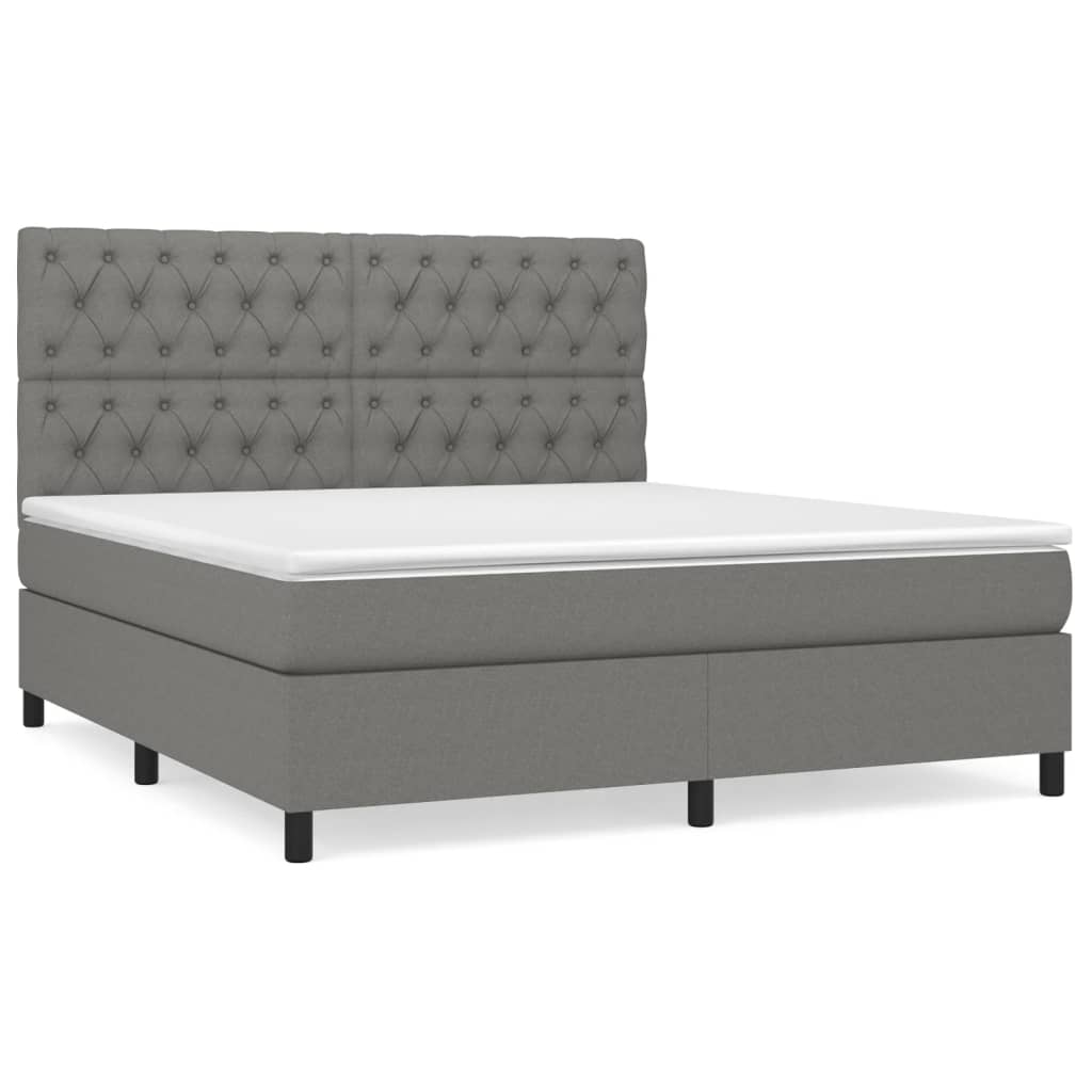 vidaXL Κρεβάτι Boxspring με Στρώμα Σκούρο Γκρι 160x200 εκ Υφασμάτινο