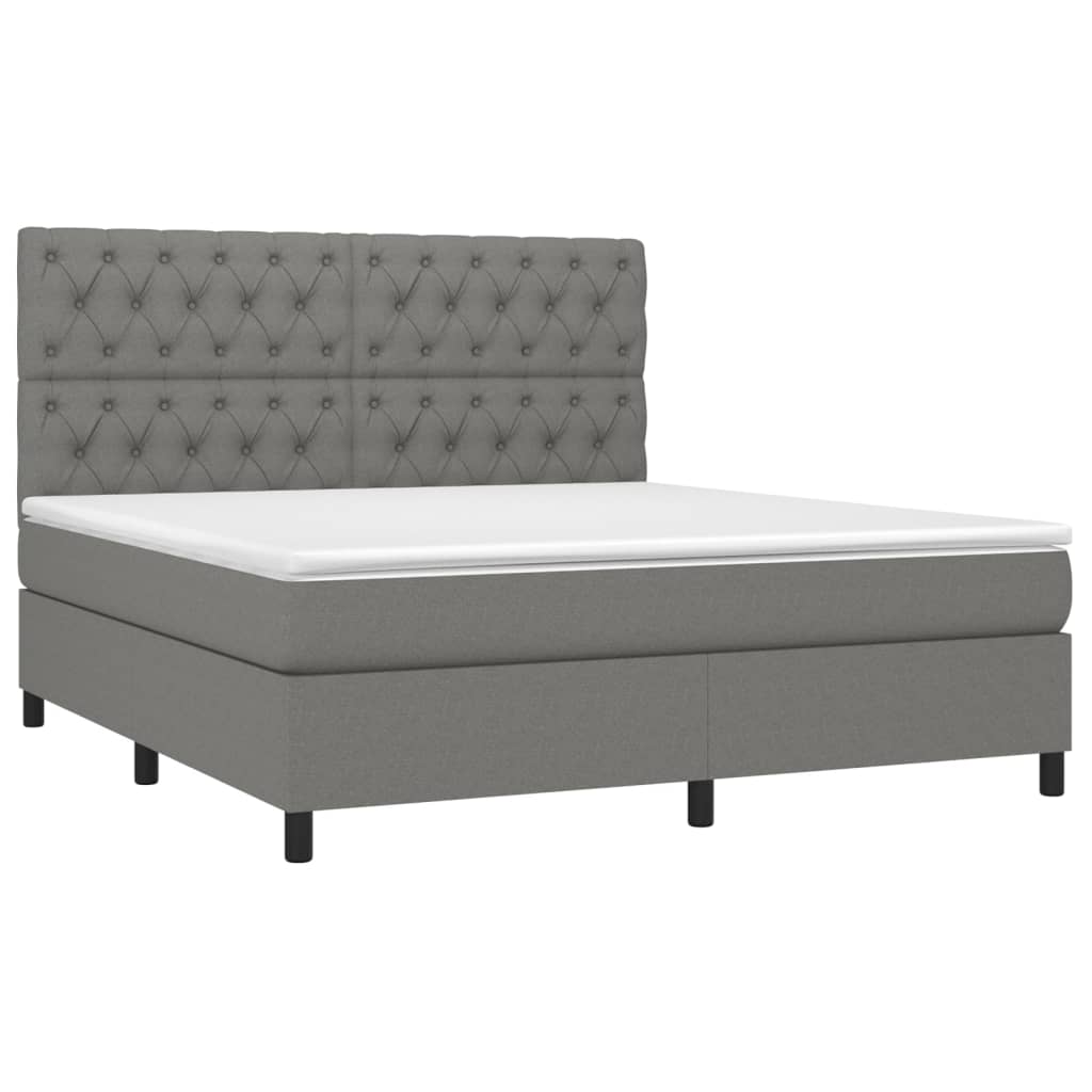 vidaXL Κρεβάτι Boxspring με Στρώμα Σκούρο Γκρι 160x200 εκ Υφασμάτινο