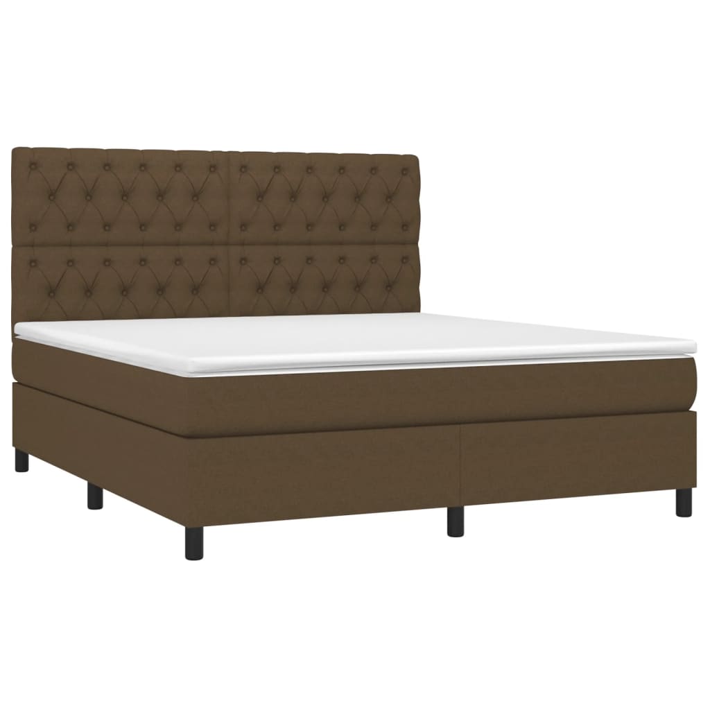 vidaXL Κρεβάτι Boxspring με Στρώμα Σκούρο Καφέ 160x200 εκ Υφασμάτινο