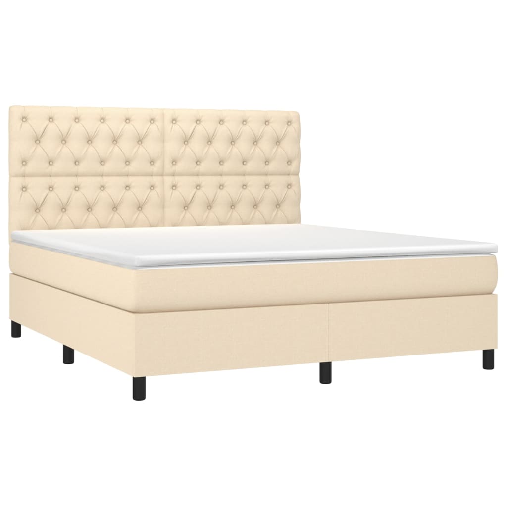 vidaXL Κρεβάτι Boxspring με Στρώμα Κρεμ 160x200 εκ. Υφασμάτινο