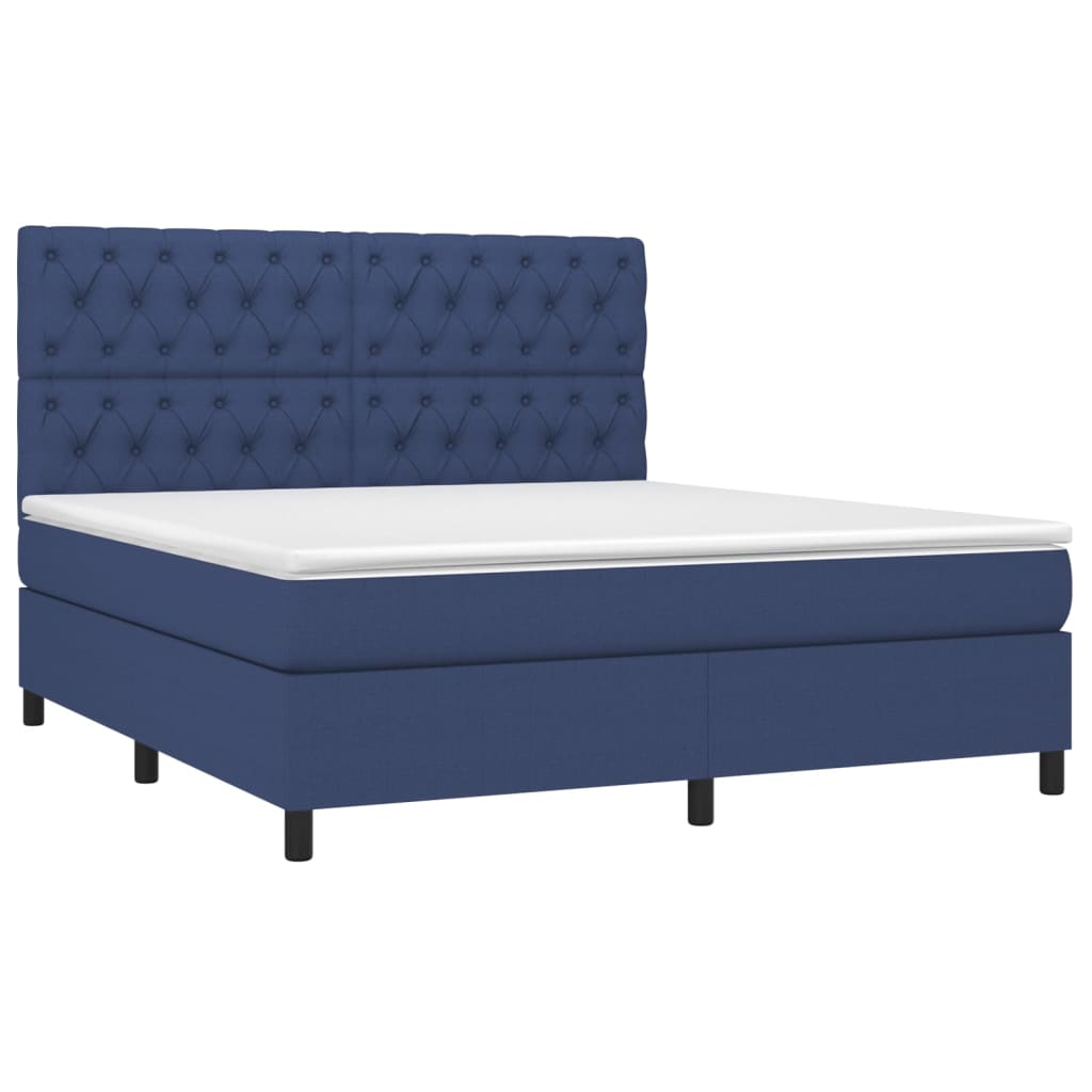 vidaXL Κρεβάτι Boxspring με Στρώμα Μπλε 160x200 εκ. Υφασμάτινο