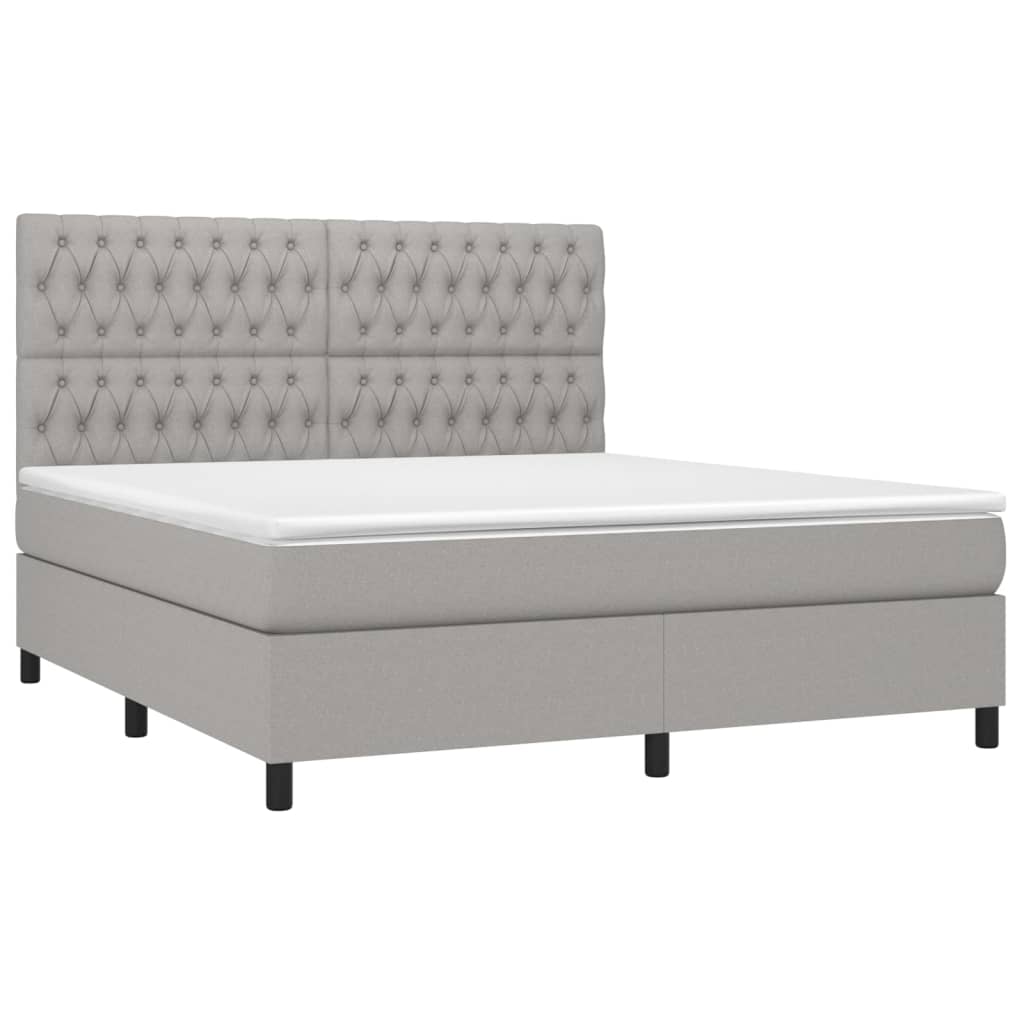 vidaXL Κρεβάτι Boxspring με Στρώμα Ανοιχτό Γκρι 180x200 εκ. Υφασμάτινο