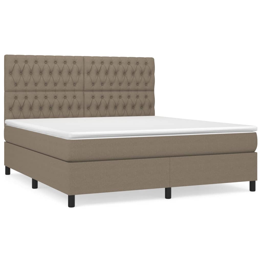 vidaXL Κρεβάτι Boxspring με Στρώμα Taupe 180x200 εκ. Υφασμάτινο