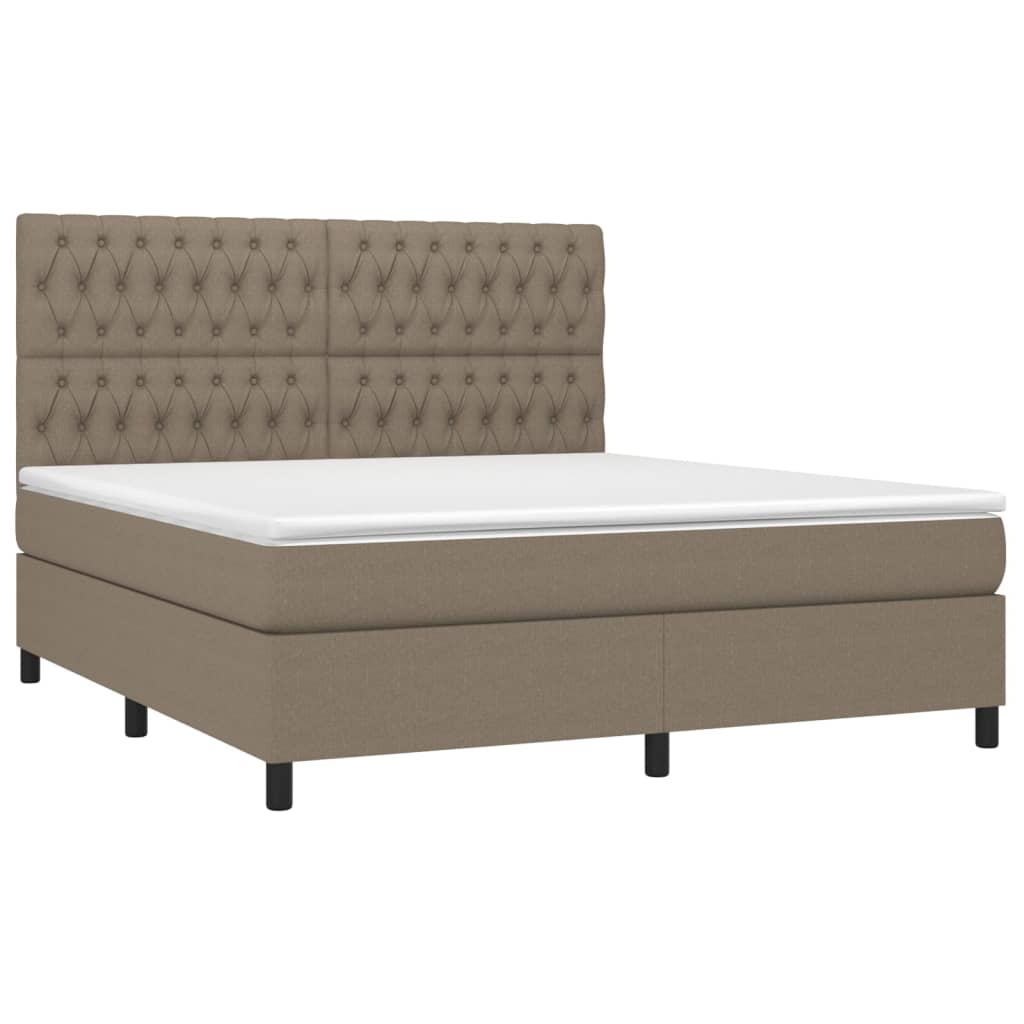 vidaXL Κρεβάτι Boxspring με Στρώμα Taupe 180x200 εκ. Υφασμάτινο