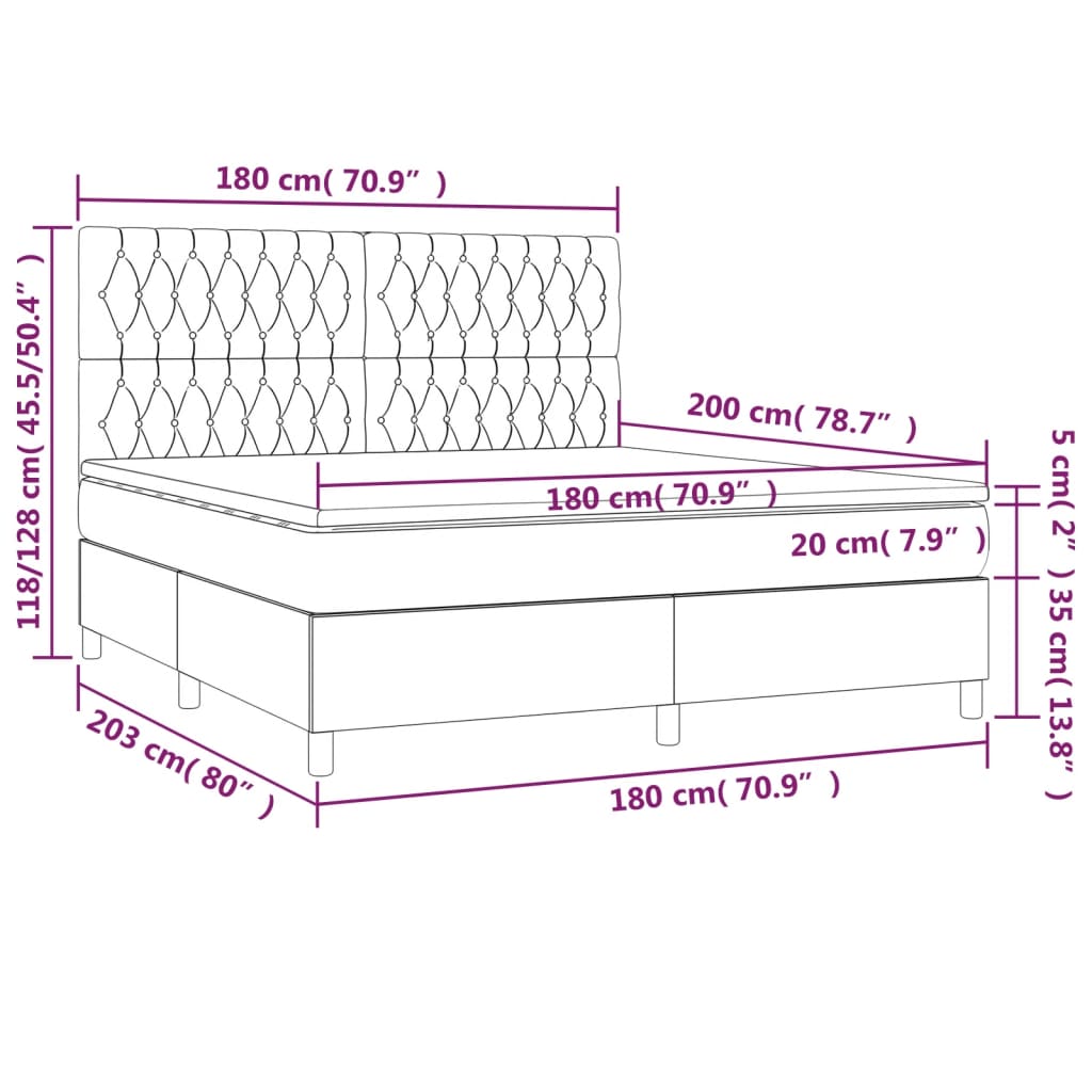 vidaXL Κρεβάτι Boxspring με Στρώμα Taupe 180x200 εκ. Υφασμάτινο