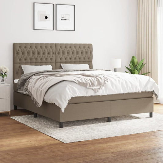 vidaXL Κρεβάτι Boxspring με Στρώμα Taupe 180x200 εκ. Υφασμάτινο