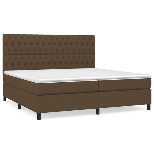 vidaXL Κρεβάτι Boxspring με Στρώμα Σκούρο Καφέ 200x200 εκ. Υφασμάτινο