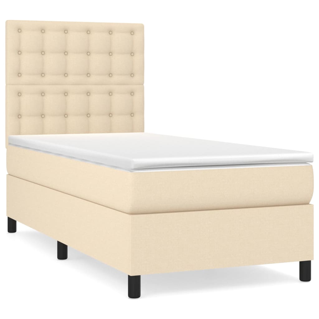 vidaXL Κρεβάτι Boxspring με Στρώμα Κρεμ 80 x 200 εκ. Υφασμάτινο