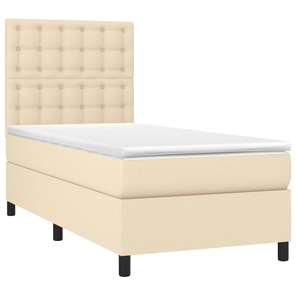 vidaXL Κρεβάτι Boxspring με Στρώμα Κρεμ 80 x 200 εκ. Υφασμάτινο
