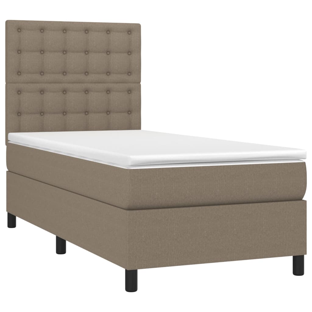 vidaXL Κρεβάτι Boxspring με Στρώμα Taupe 90x200 εκ. Υφασμάτινο