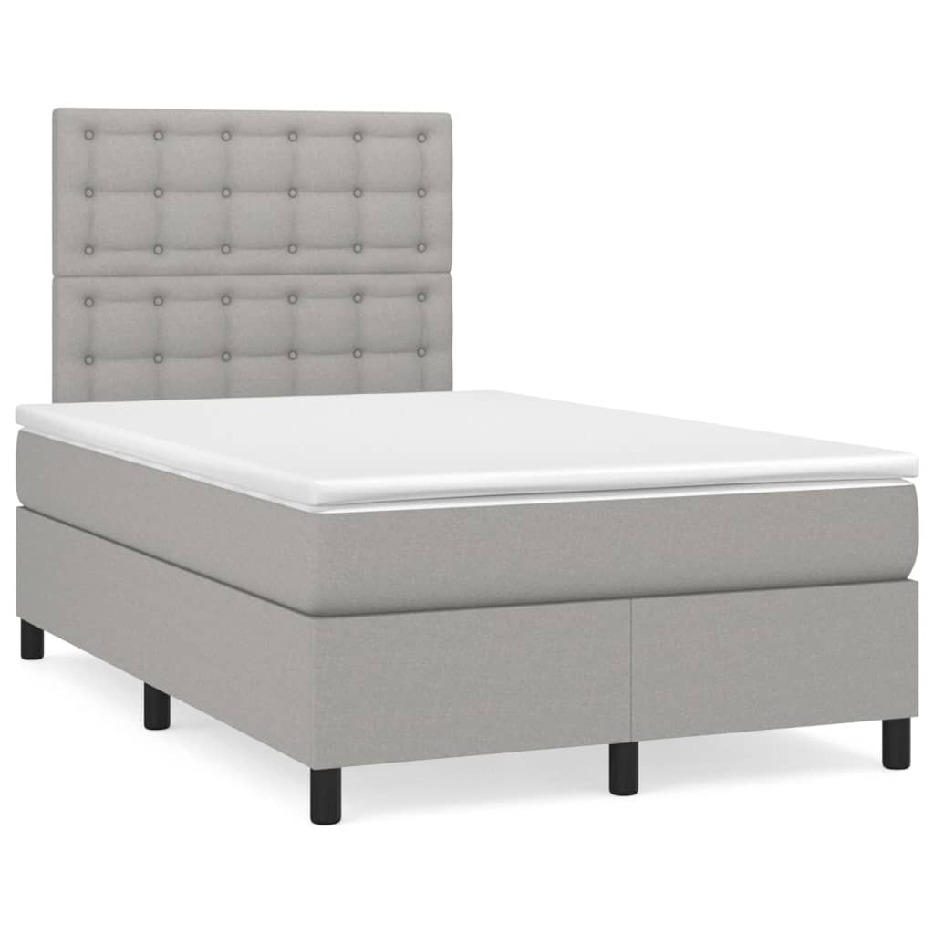 vidaXL Κρεβάτι Boxspring με Στρώμα Ανοιχτό Γκρι 120x200 εκ. Υφασμάτινο