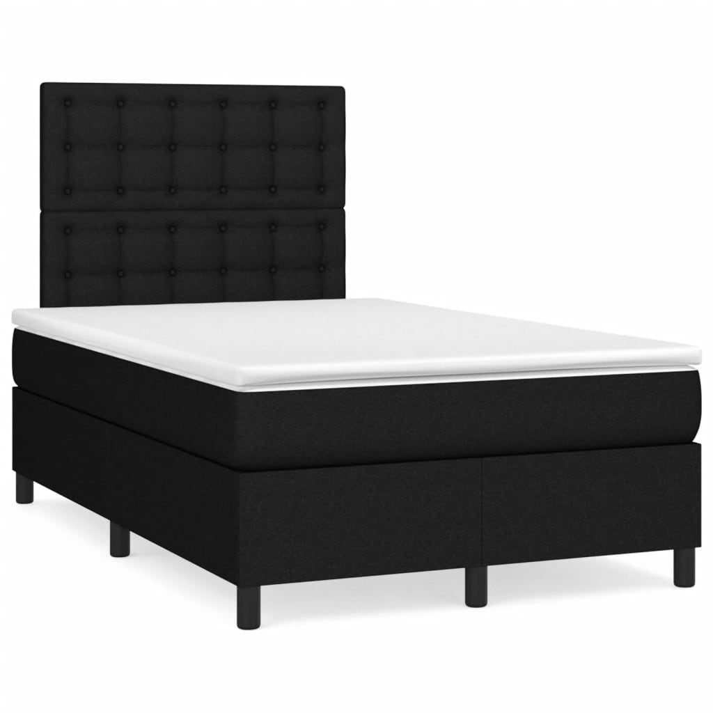 vidaXL Κρεβάτι Boxspring με Στρώμα Μαύρο 120x200 εκ. Υφασμάτινο
